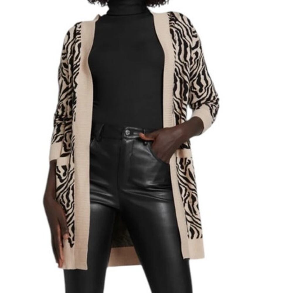 Guess Los Angeles Madam Zebra Printed Tunic Length Cardigan Size Medium NEW